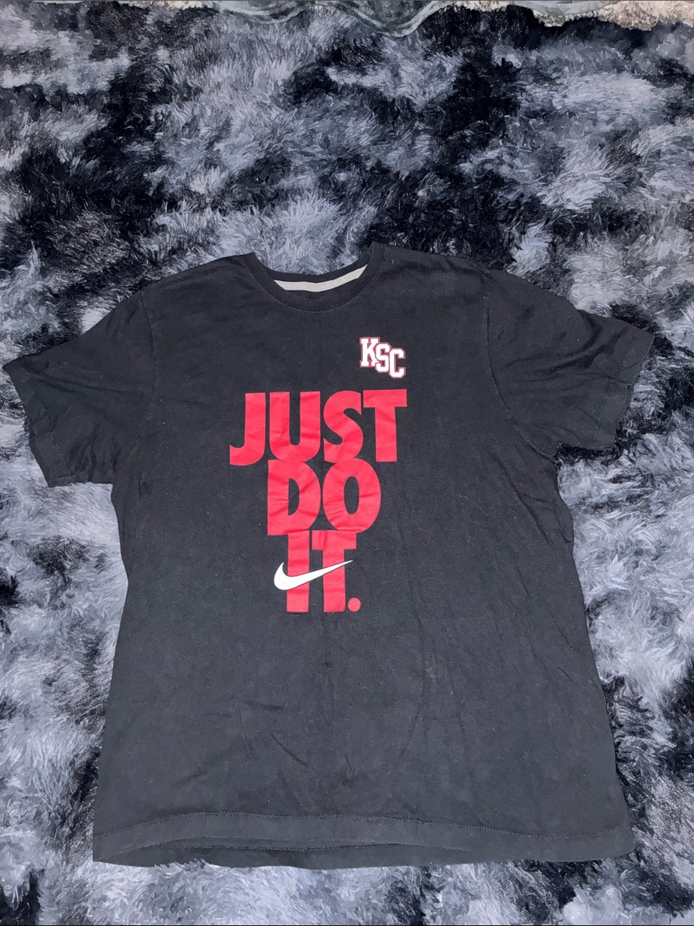 Nike Men’s Black Tee with Red 'JUST DO IT' Graphic KSC Kansas City XL